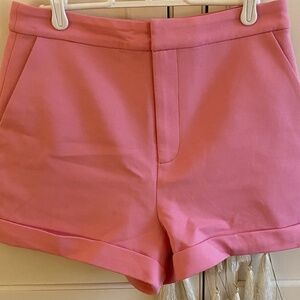 Bubblegum Pink Tailored High-Waisted Shorts